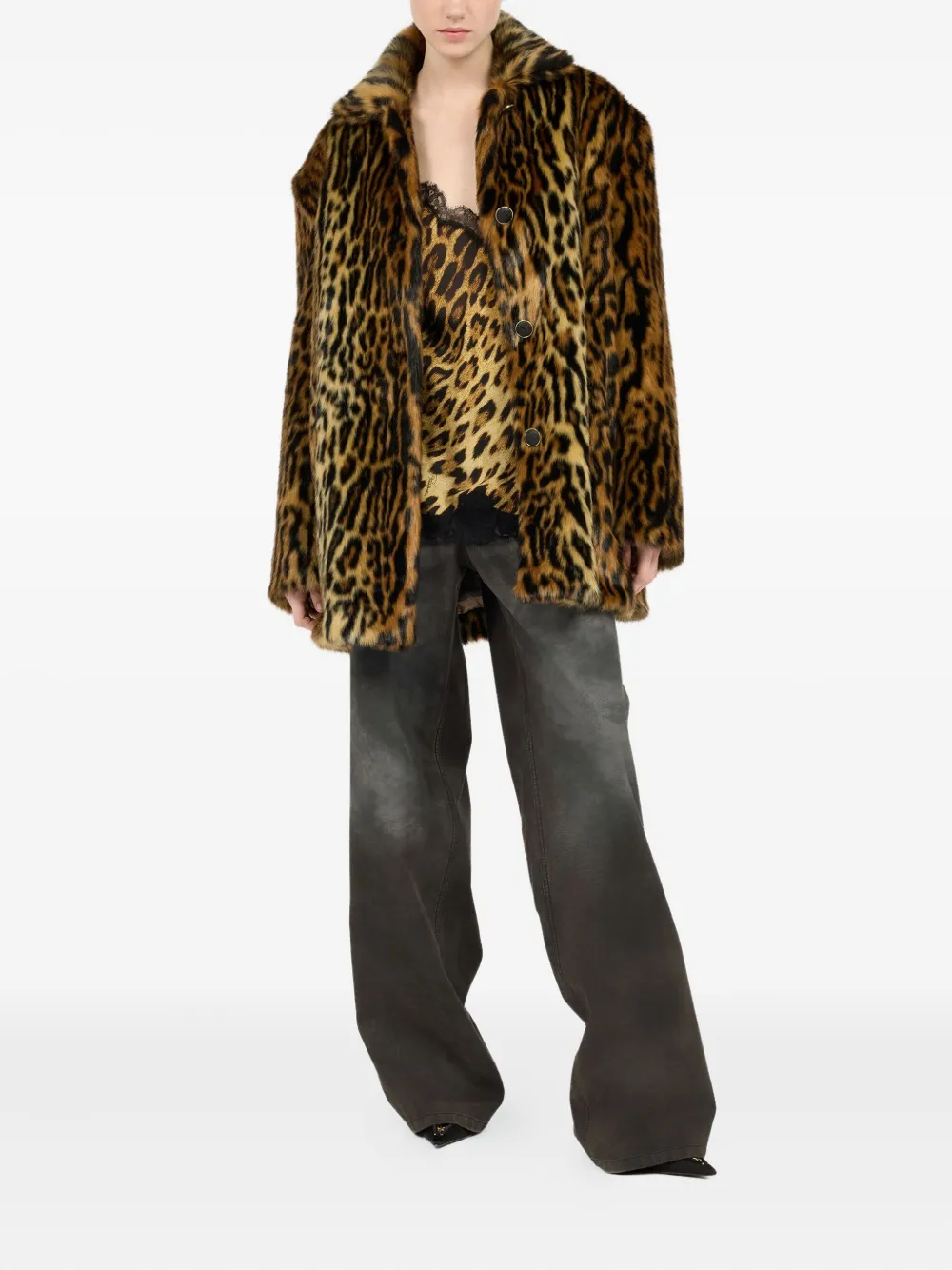 Roberto Cavalli leopard-print button coat | Faux Fur & Shearling Coats | Image 2