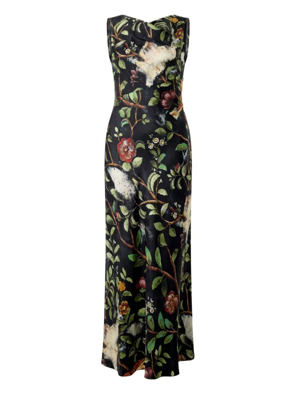 roberto cavalli silk dress Roberto Cavalli Silk Caftan Dress With Amber Print Sequins