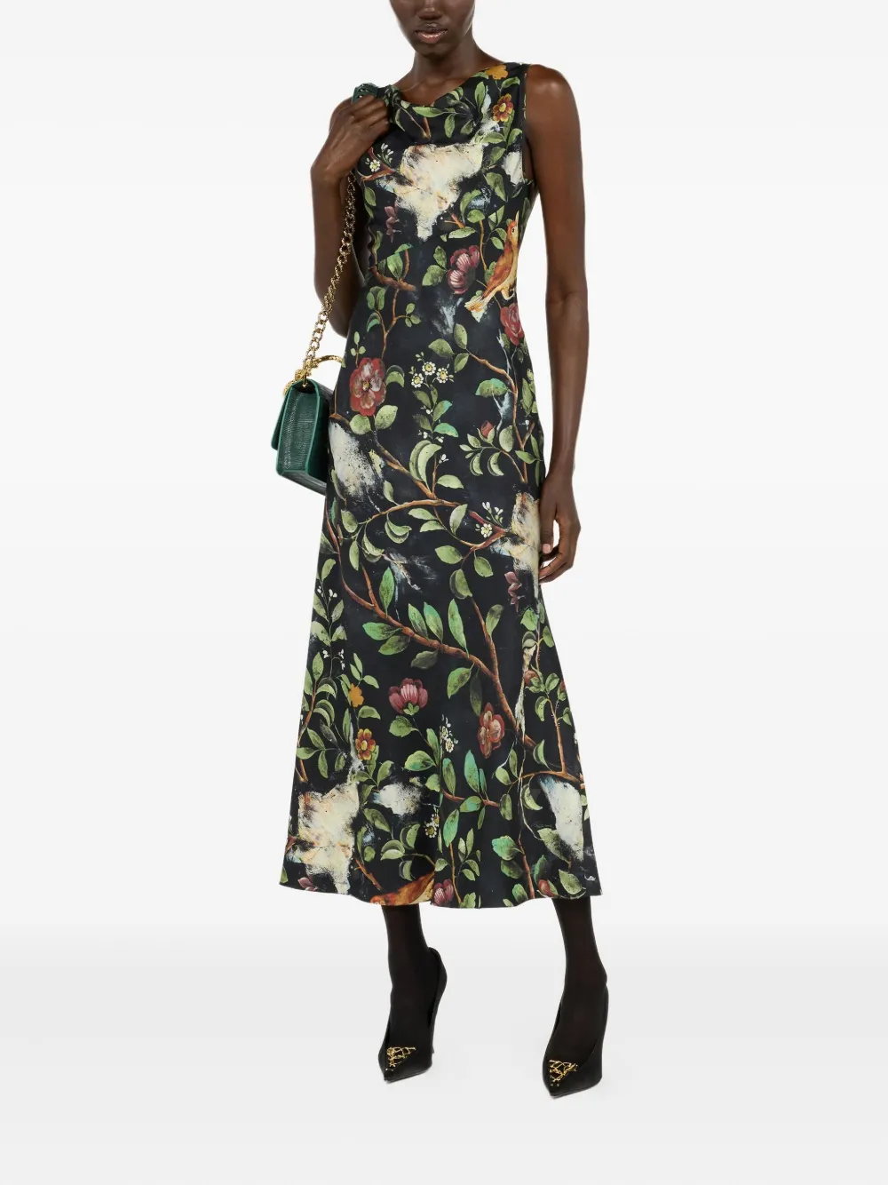 Roberto Cavalli Jurk met bloemenprint - Zwart