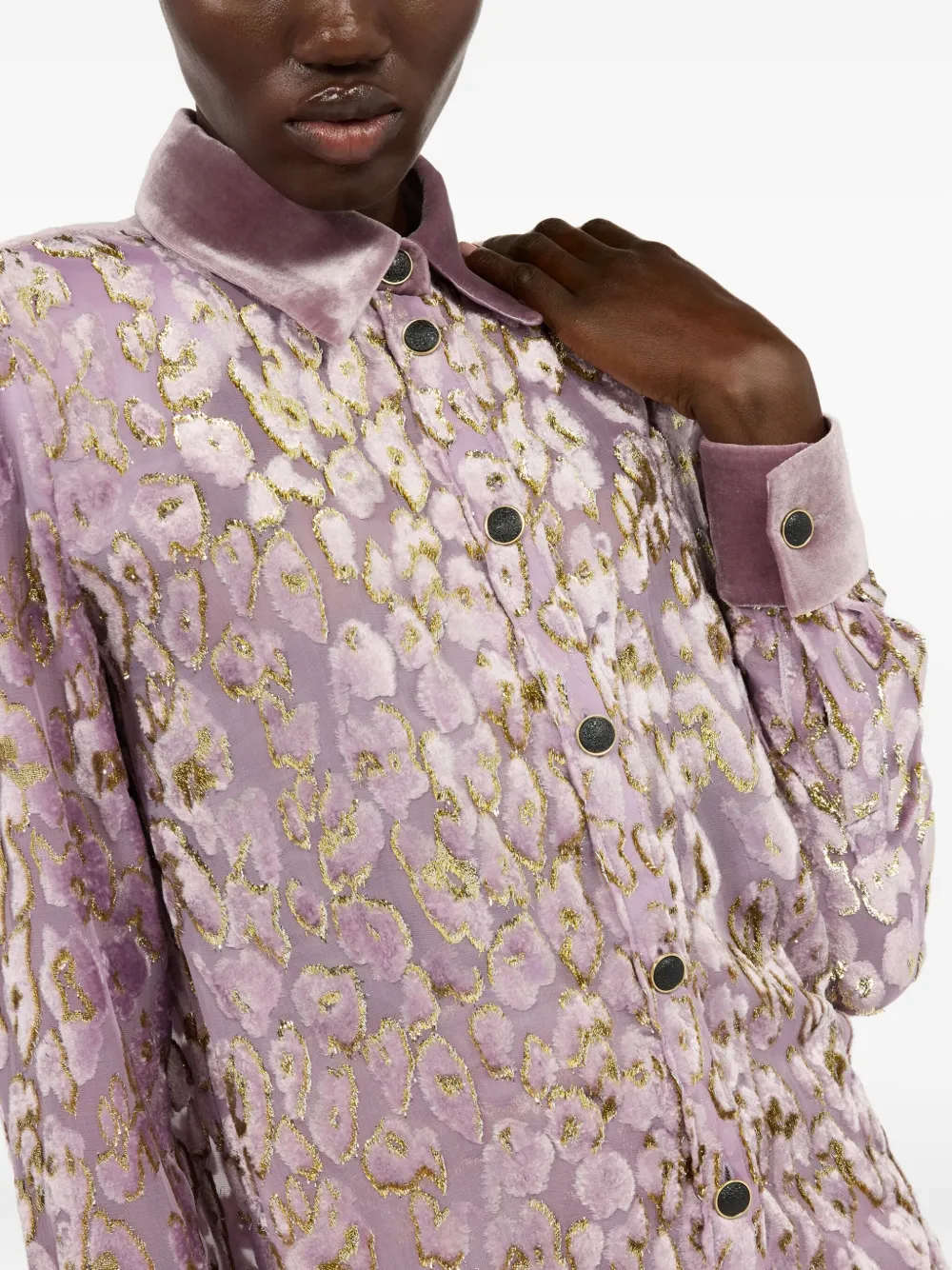 Roberto Cavalli Jaguar Skin-jacquard Shirt In Multi