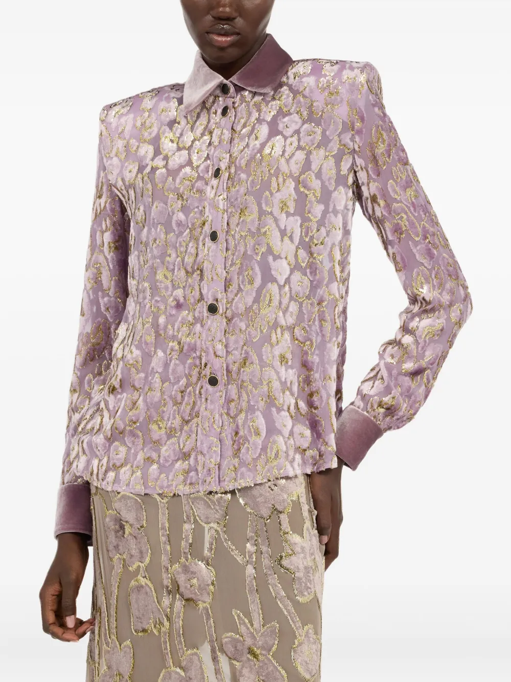 Roberto Cavalli Jaguar Skin-jacquard Shirt In Multi
