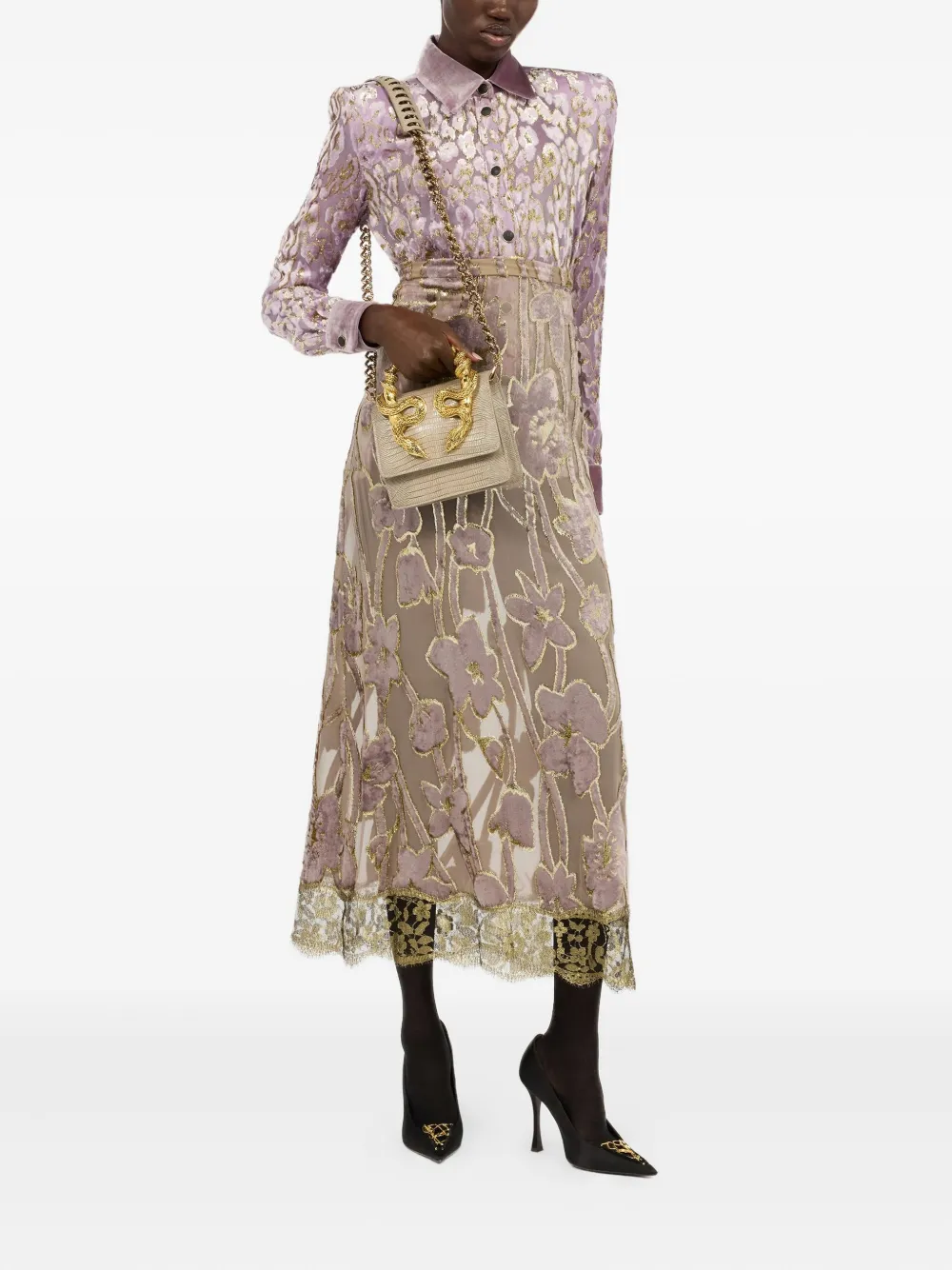 Roberto Cavalli Jaguar Skin-jacquard Shirt In Multi