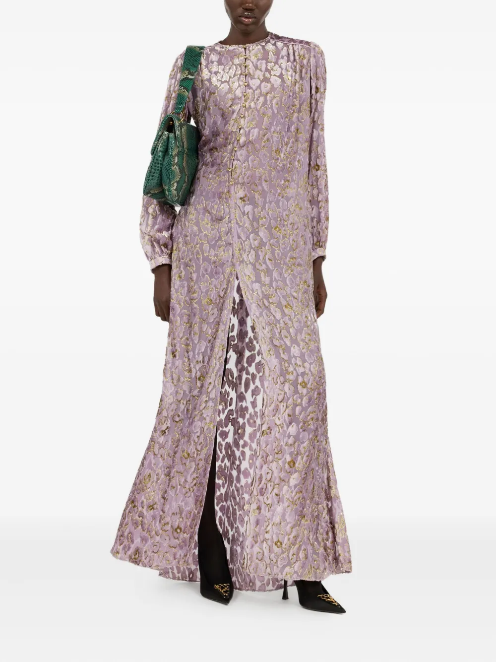 Roberto Cavalli jaguar skin-print maxi dress - Roze