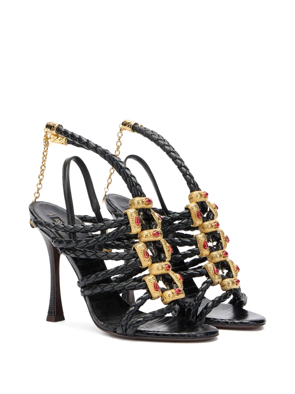 Roberto Cavalli Gevlochten sandalen Zwart