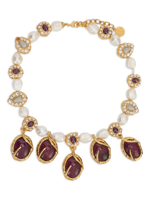 Roberto Cavalli gemstone-embellished pearl necklace