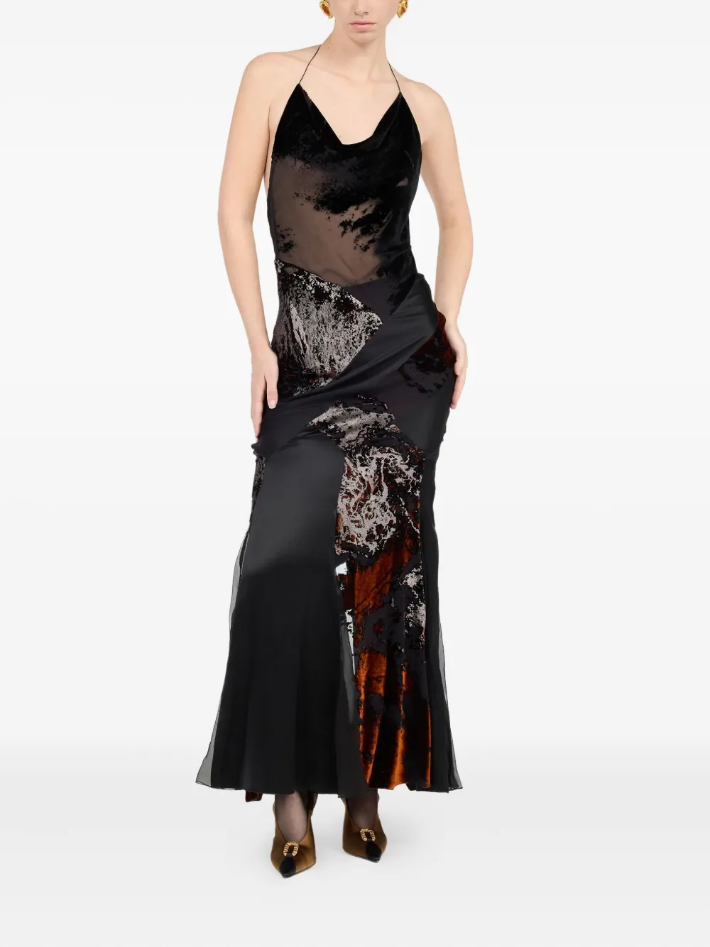 Roberto Cavalli Maxi-jurk met halternek en print - Zwart