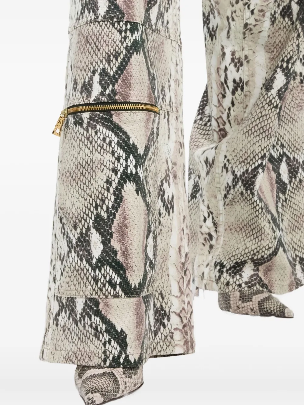 Roberto Cavalli Cargo broek met pythonprint Wit