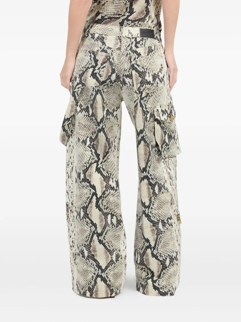  Roberto Cavalli Python-print Cargo Pants - White 