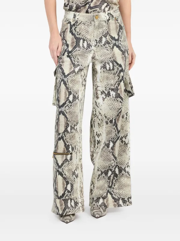 Roberto Cavalli パイソンパターン カーゴパンツ | ホワイト | FARFETCH JP