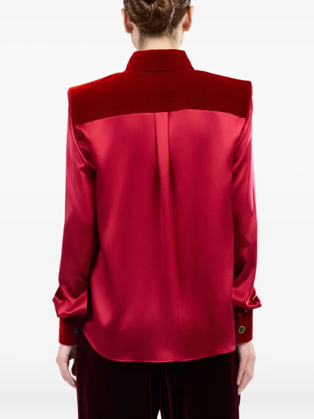 velvet-insert silk shirt
