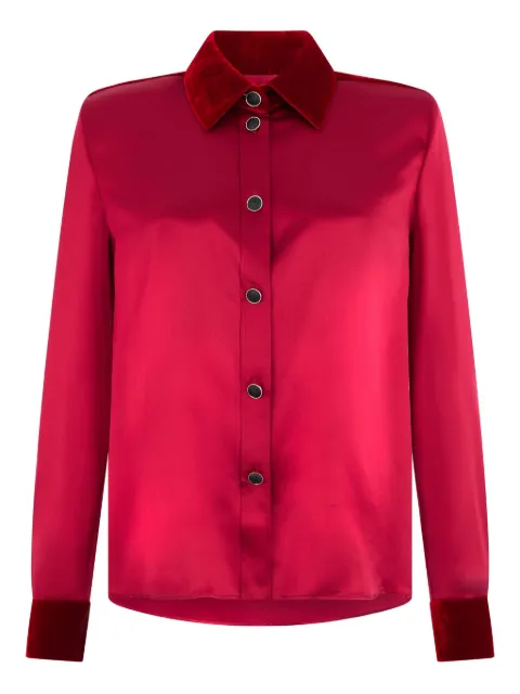 Roberto Cavalli velvet-insert silk shirt