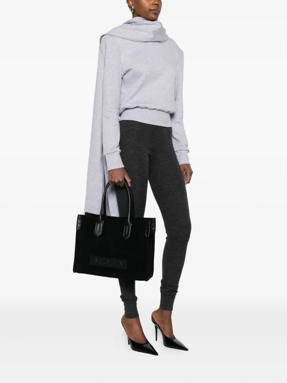 Balmain B-army Panelled Tote Bag In Black