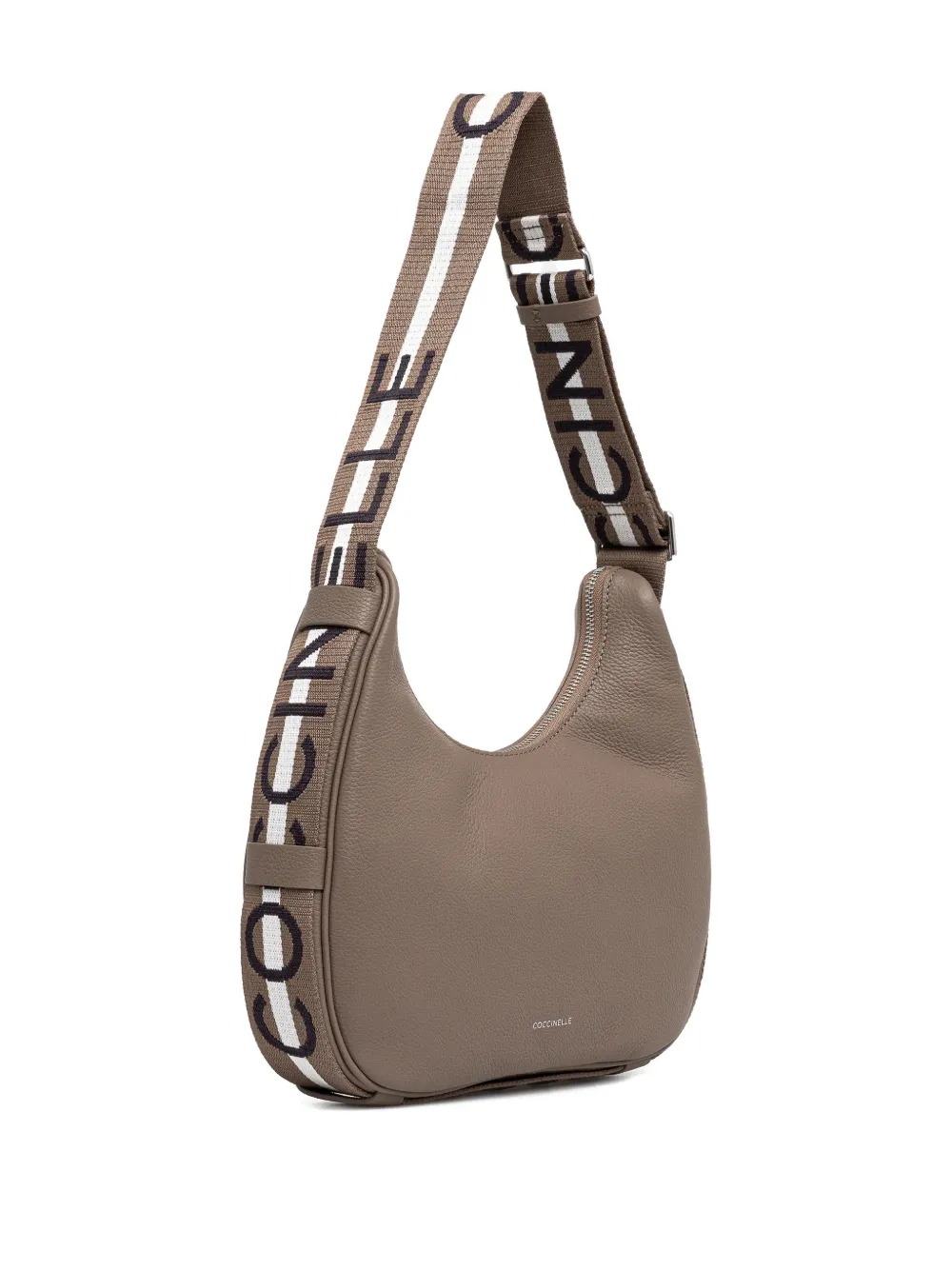 Coccinelle logo-strap zip-up tote bag - Beige