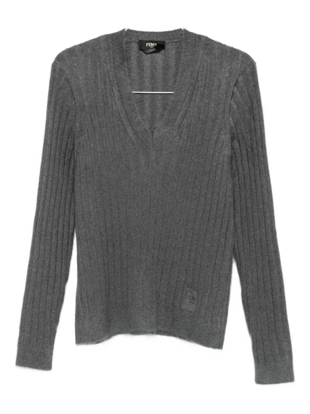 Fendi V-neck Sweater In Gray