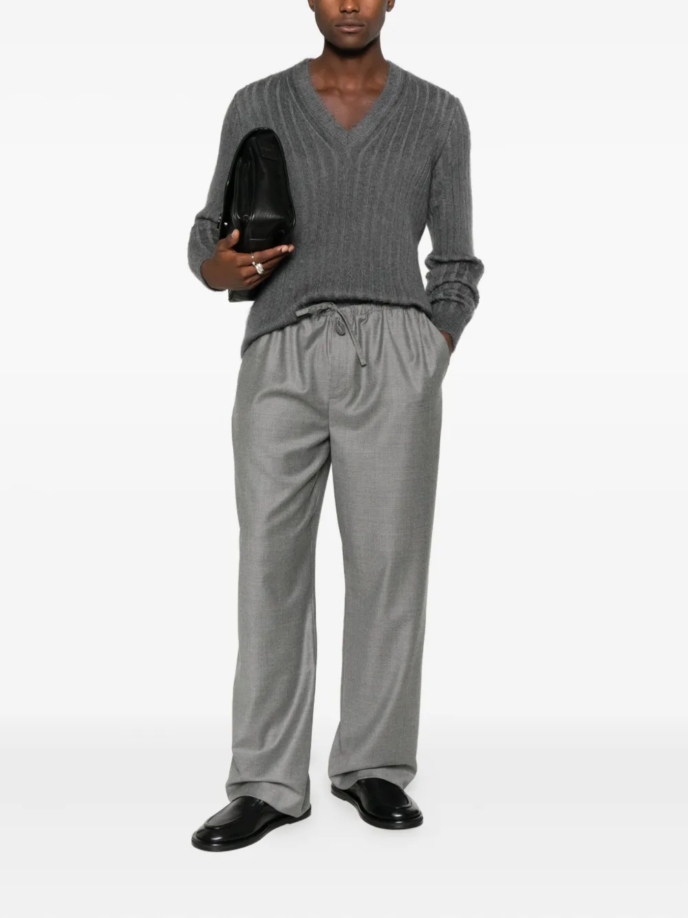 Fendi V-neck Sweater In Gray