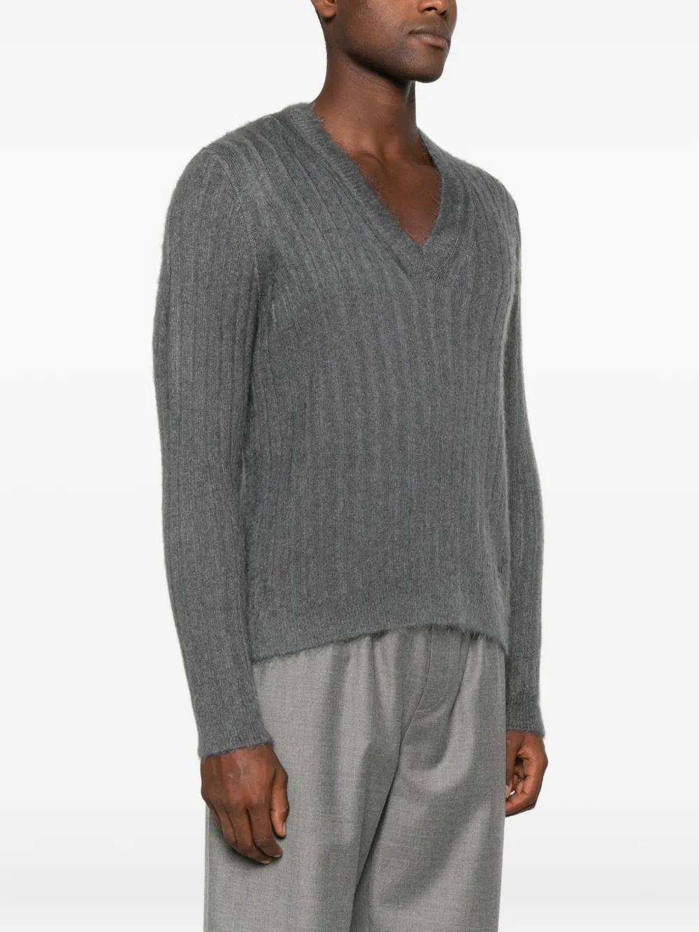 Fendi V-neck Sweater In Gray