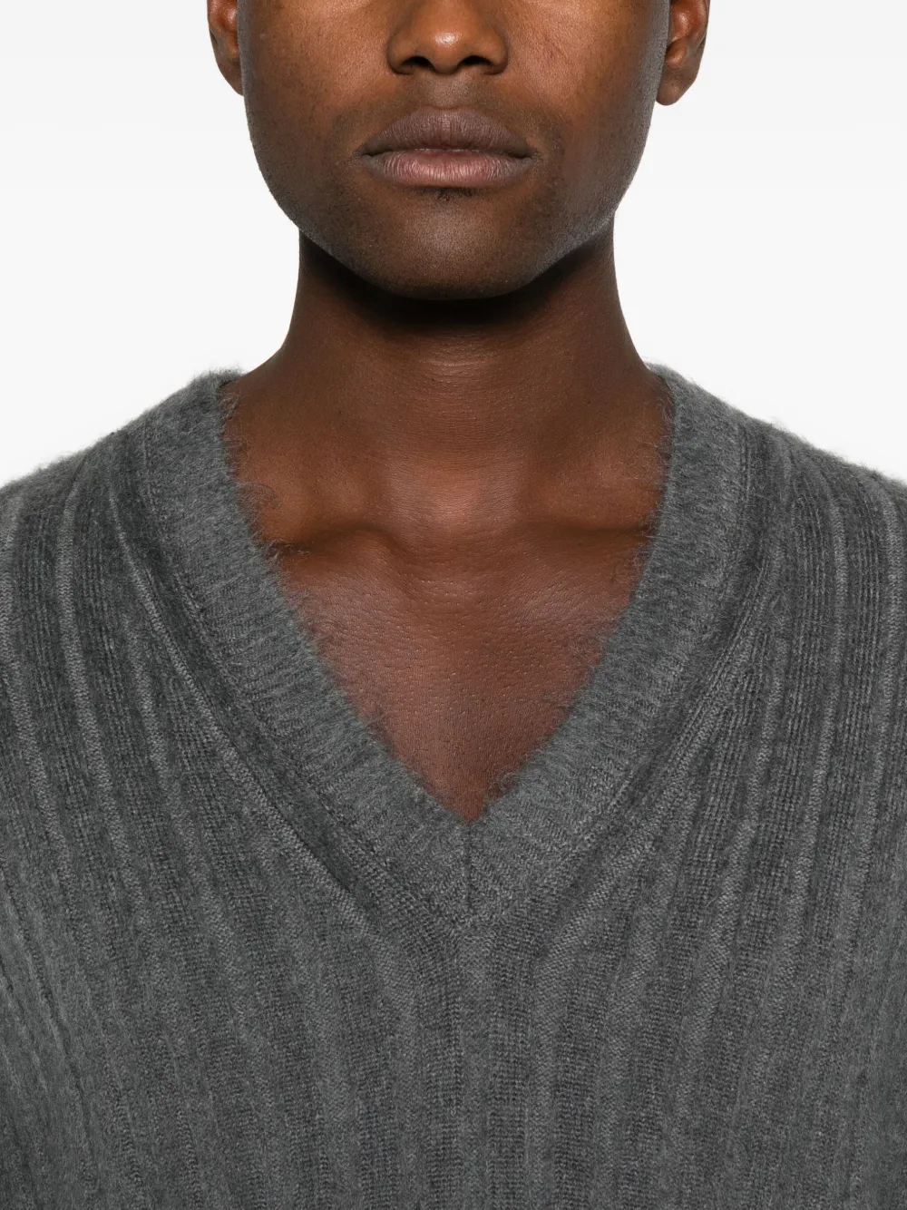 Fendi V-neck Sweater In Gray