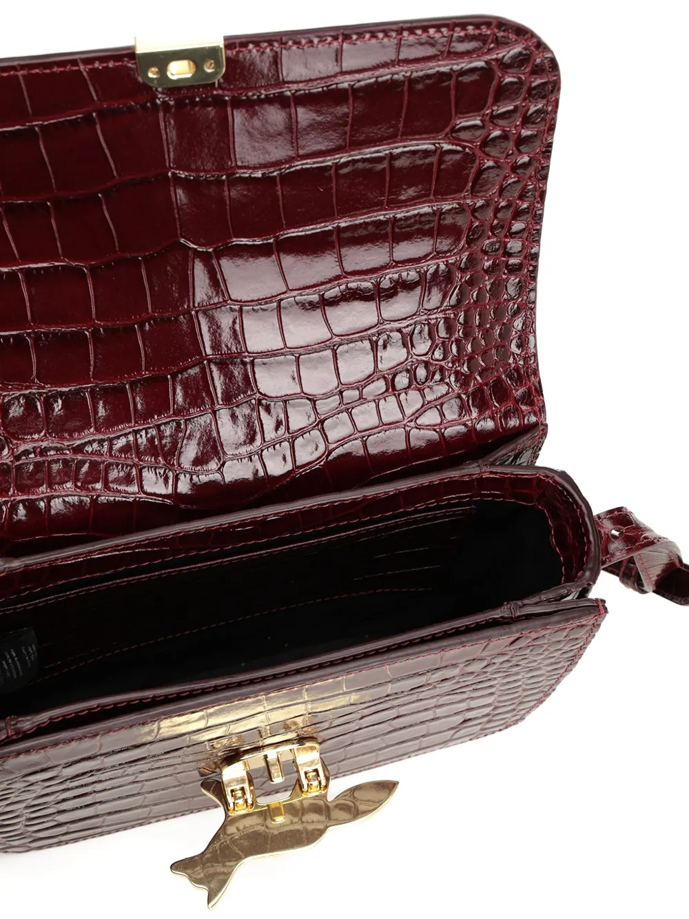 Maison Kitsuné Logo-plaque Crocodile-effect Shoulder Bag In Brown