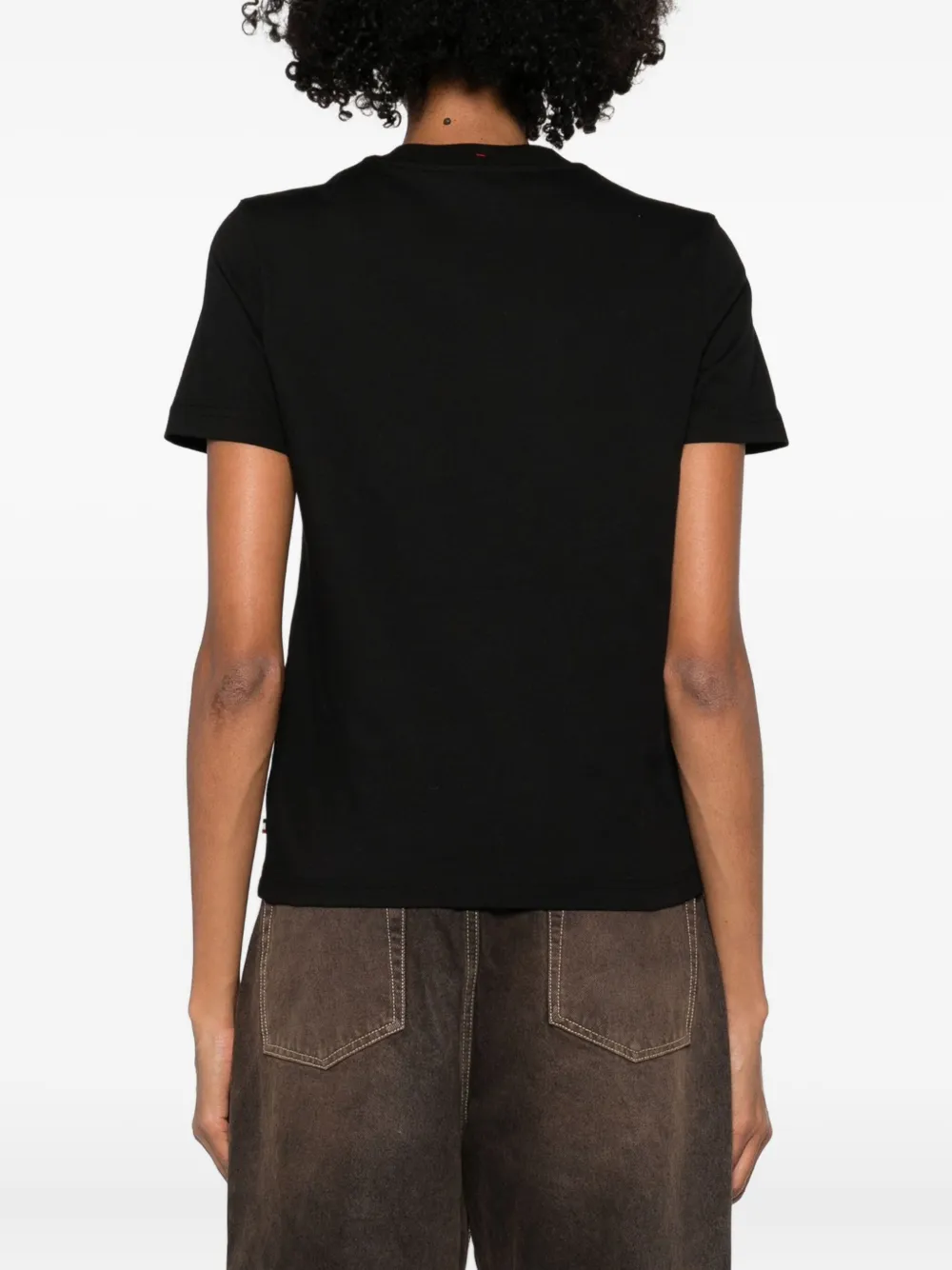 Moncler Contrasting Logo T-shirt In Black