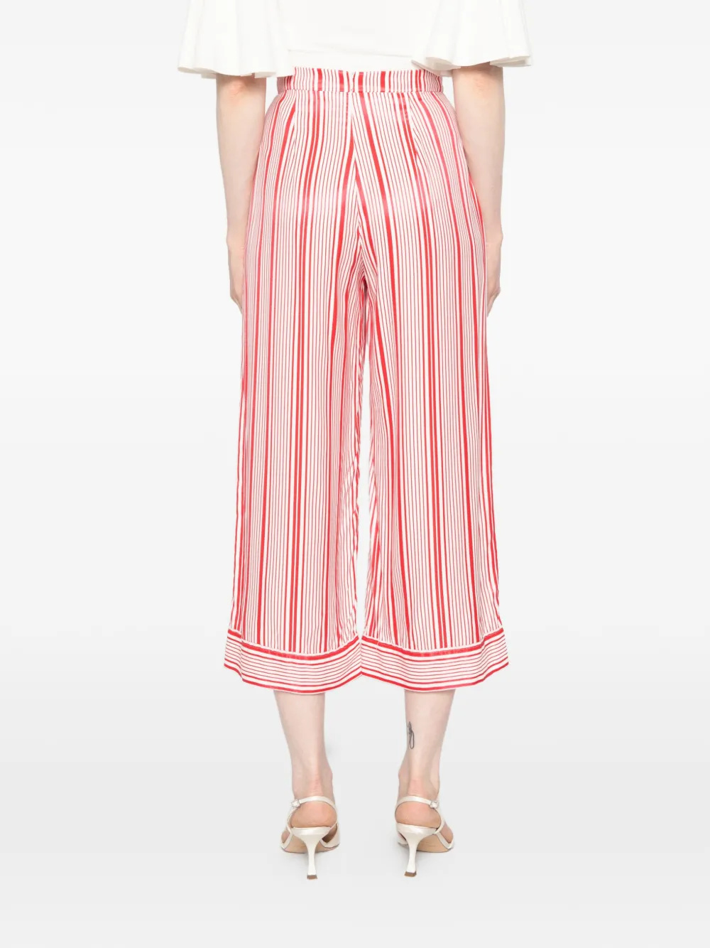 Elisabetta Franchi Gestreepte palazzo broek Rood