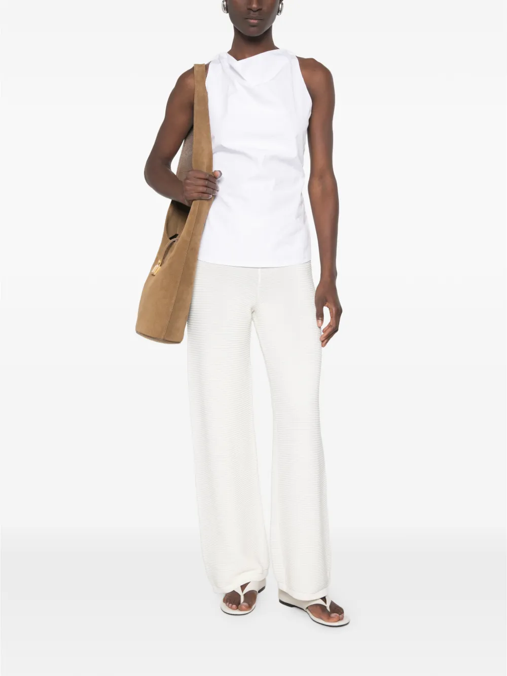 Liviana Conti Ribgebreide broek Beige