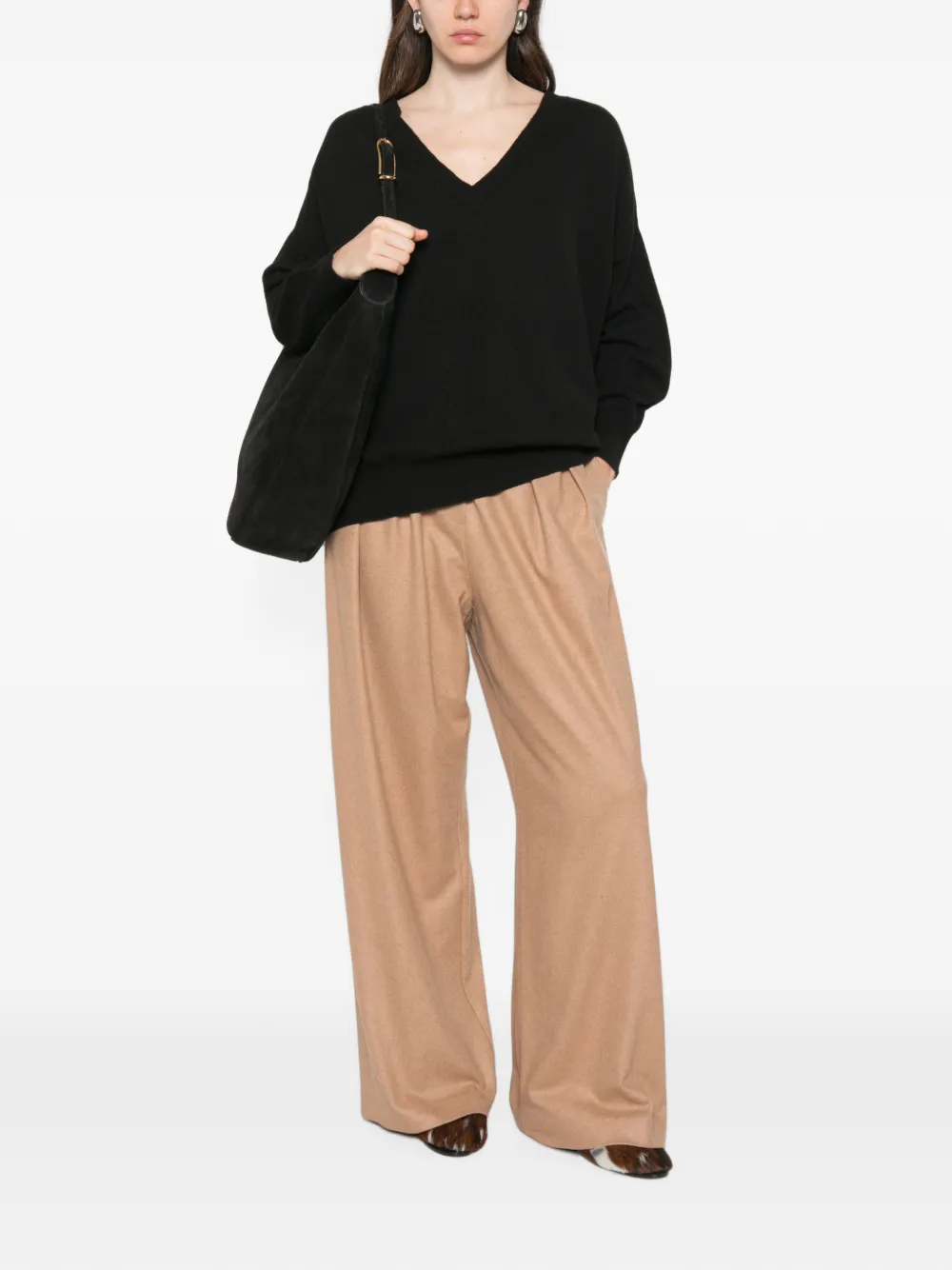 Liviana Conti Pantalon met logo tailleband Beige