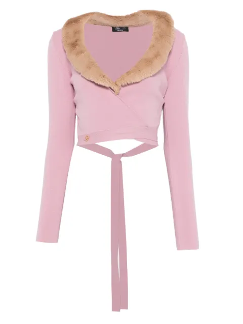 Blumarine faux-fur-collar cardigan