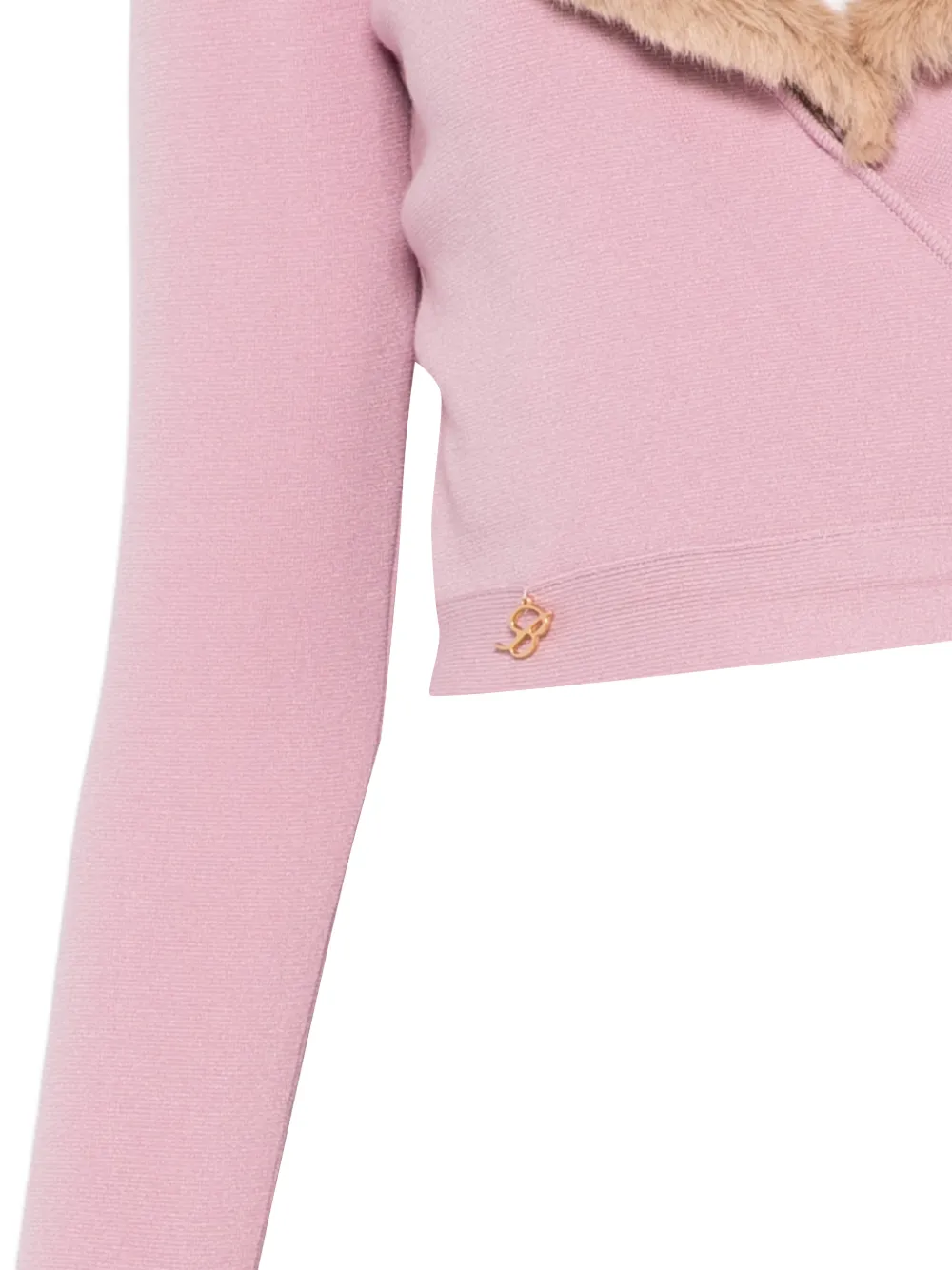 Blumarine Faux-fur-collar Cardigan In Pink