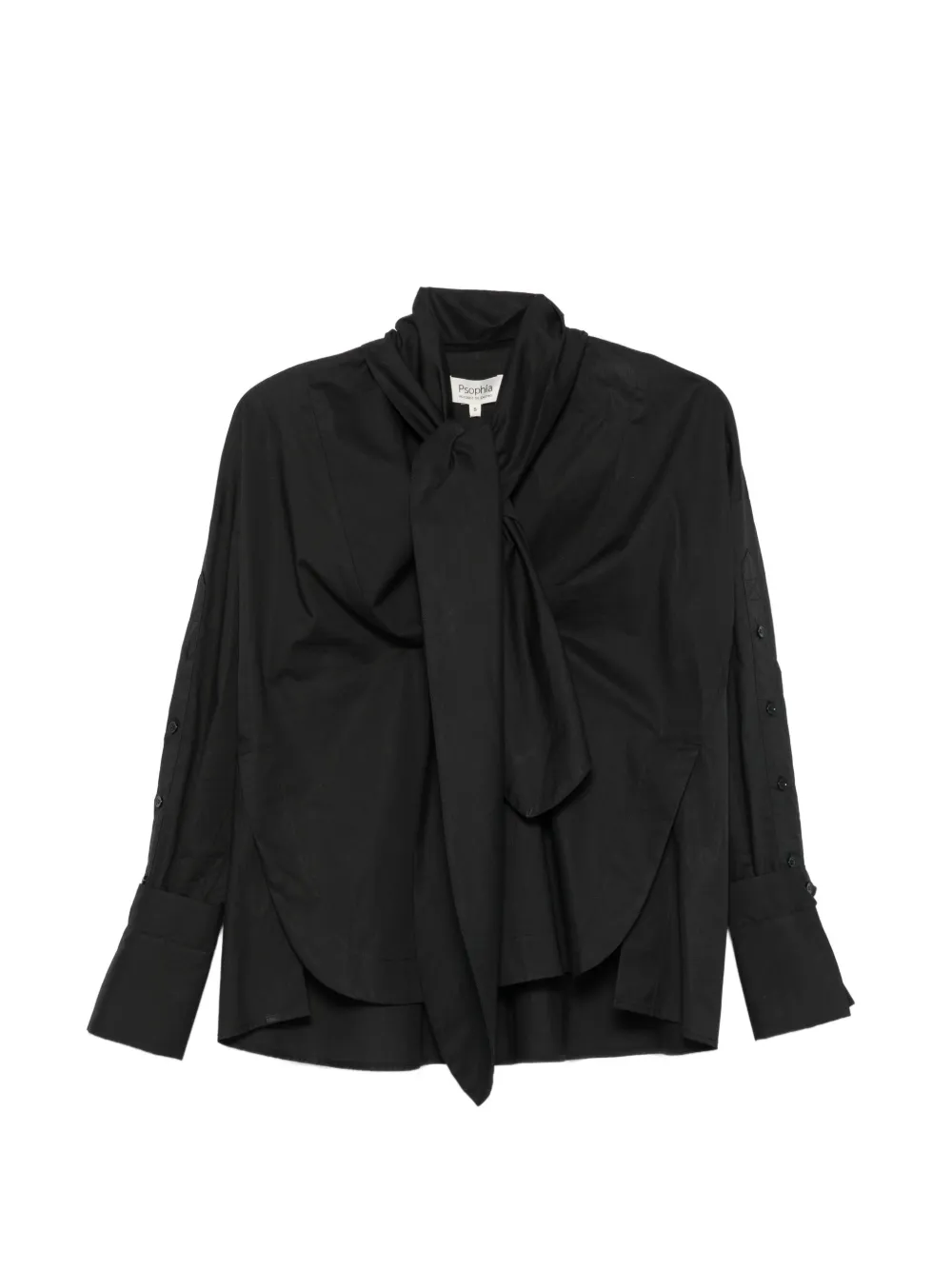 PSOPHIA pussy-bow long-sleeve blouse - Nero
