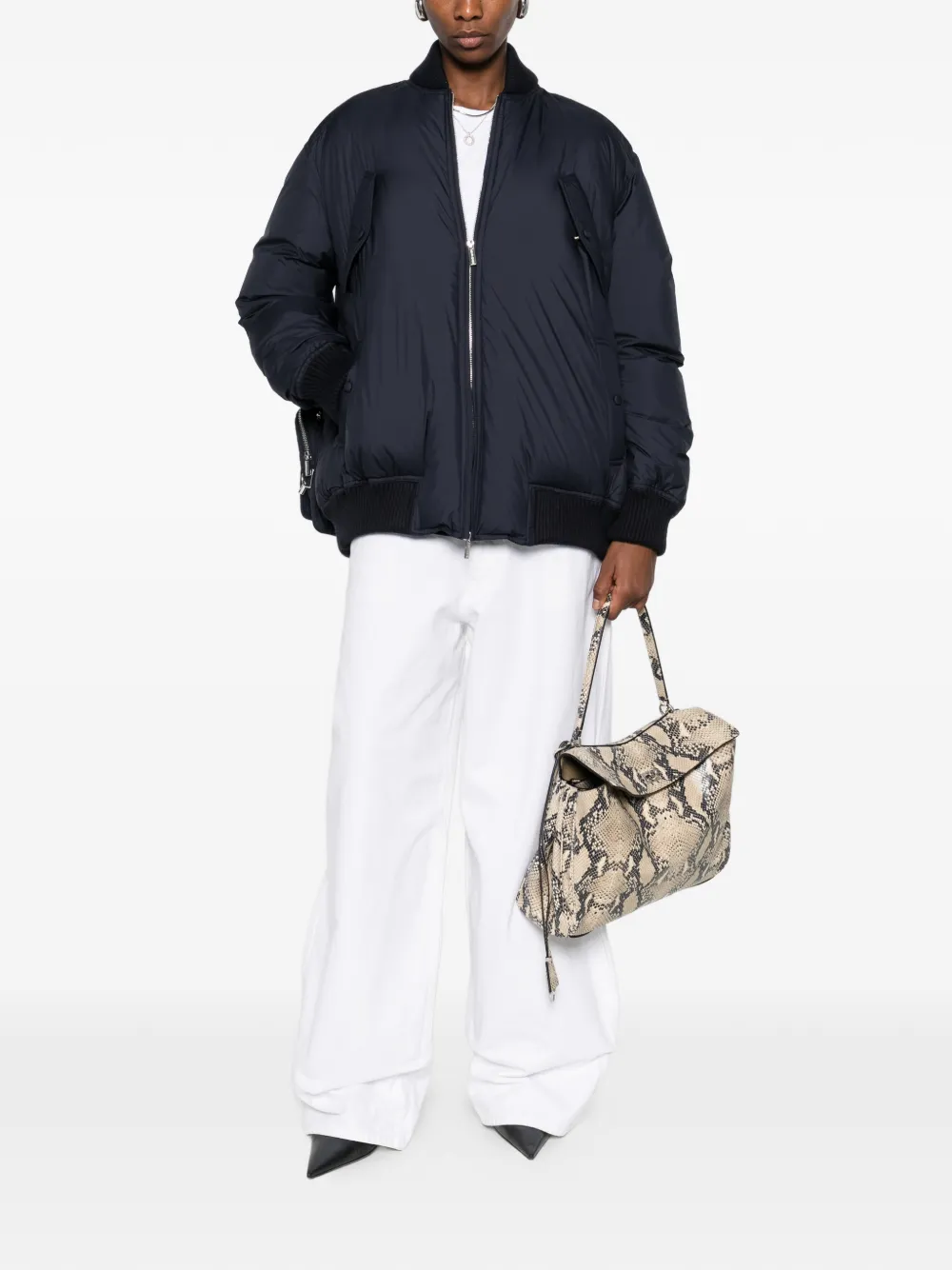  Circus Hotel Padded Bomber Jacket - Blue 