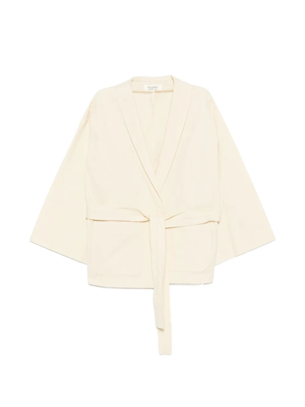 PSOPHIA belted wide-sleeve cotton oversized jacket - Toni neutri