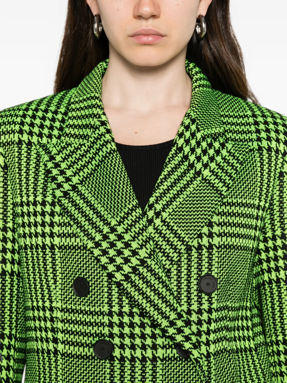 Liviana Conti Geruite blazer met dubbele rij knopen Groen