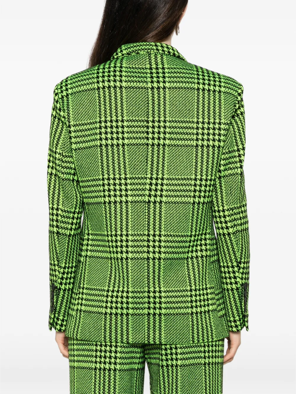 Liviana Conti Geruite blazer met dubbele rij knopen Groen