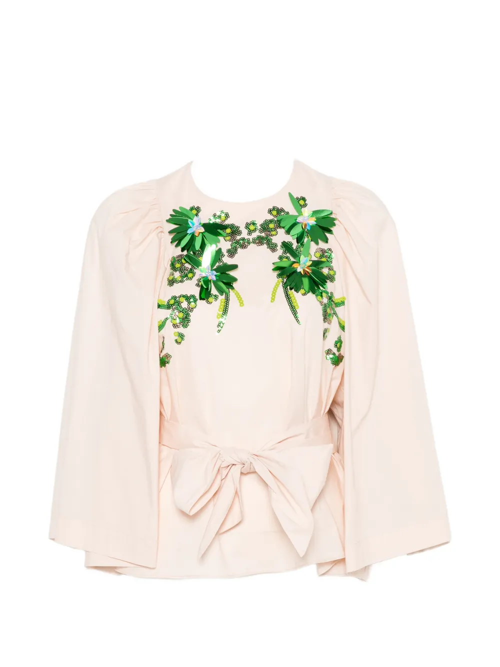 PSOPHIA sequin-embellished tied-waist blouse - Rosa