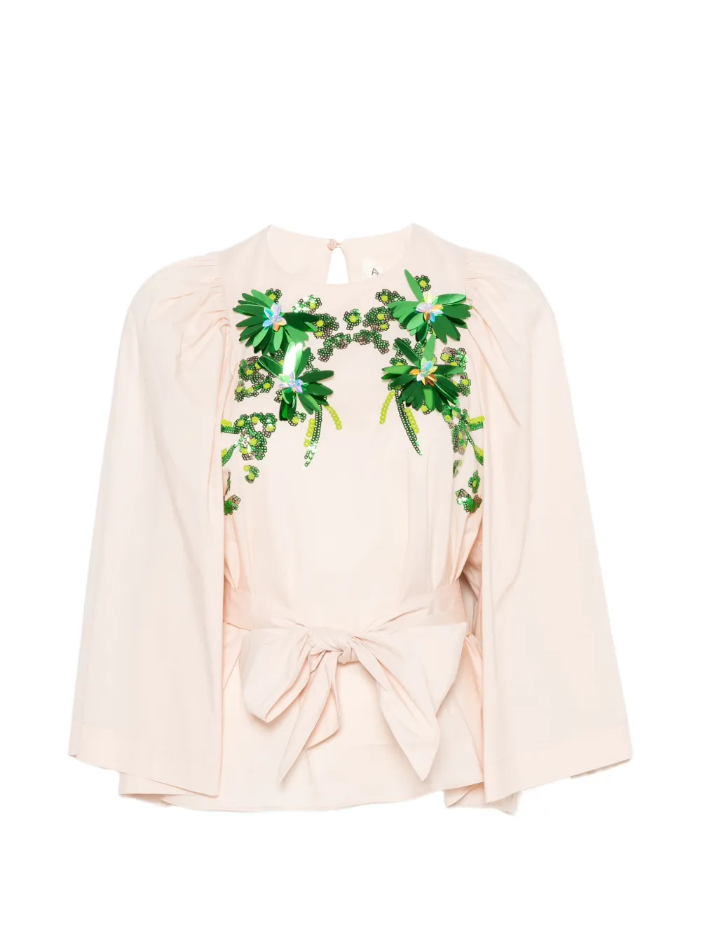 PSOPHIA sequin-embellished tied-waist blouse - Rosa