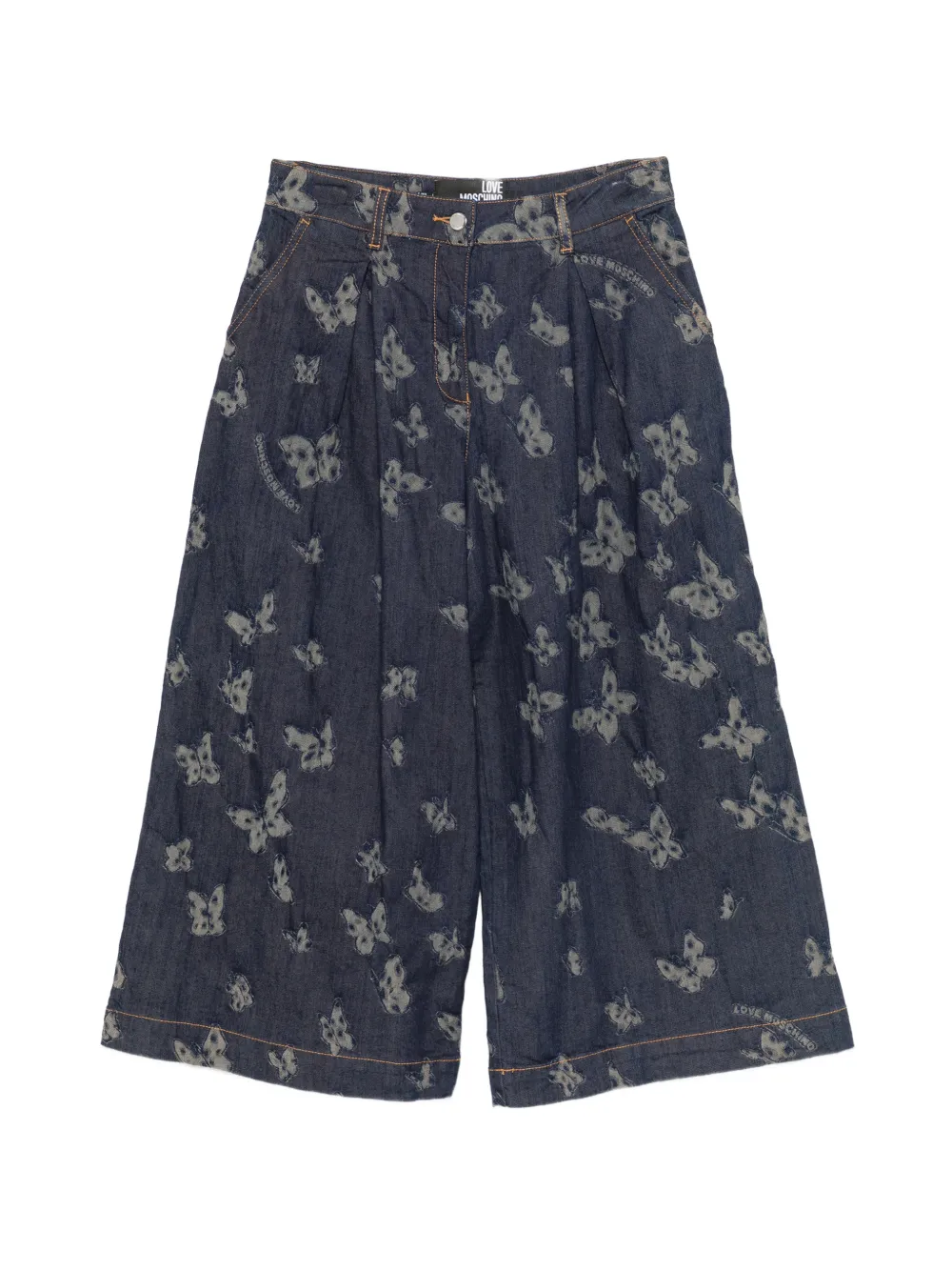 Love Moschino butterfly-print cropped jeans - Blu