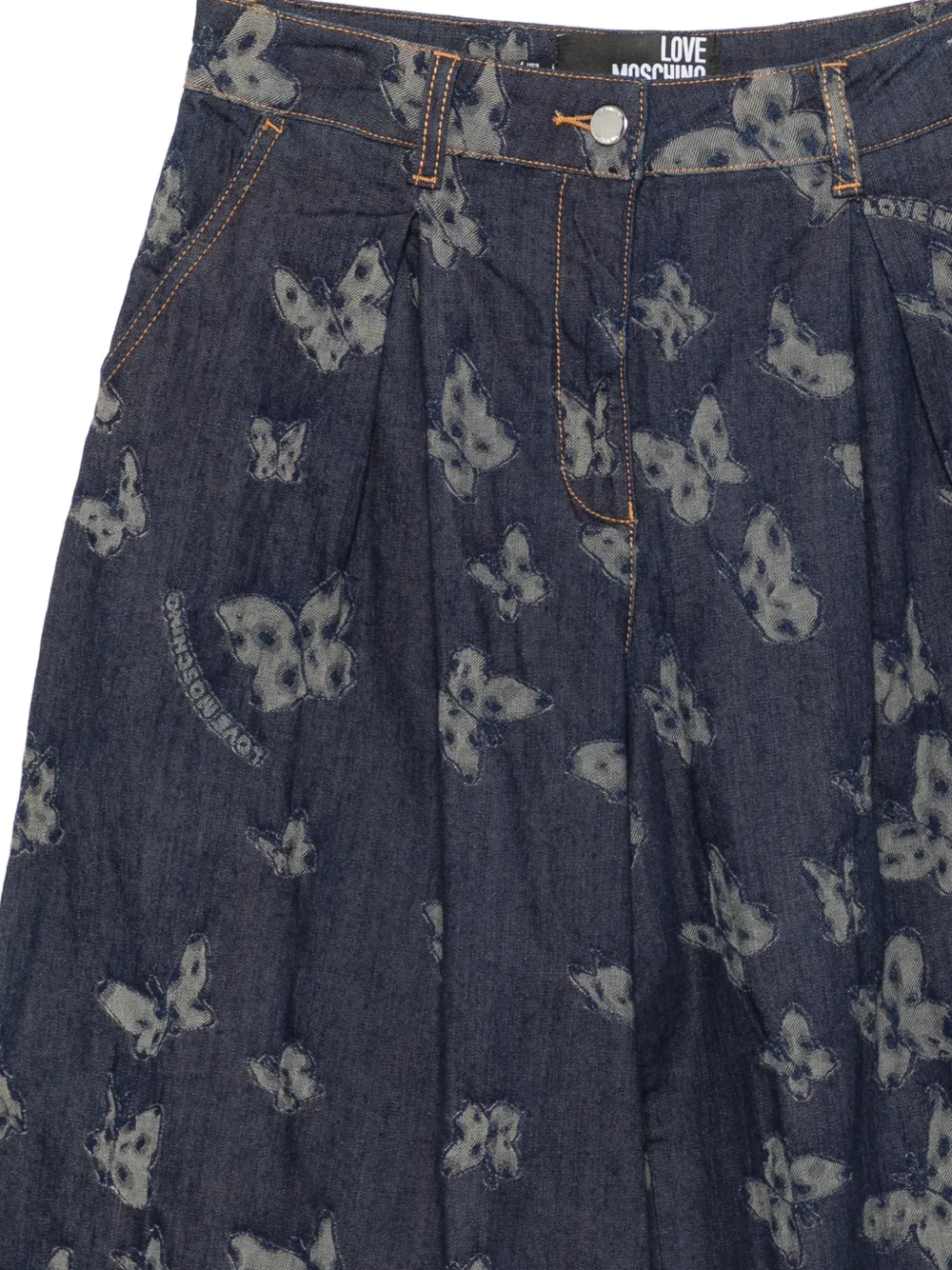 Love Moschino Cropped jeans met vlinderprint Blauw