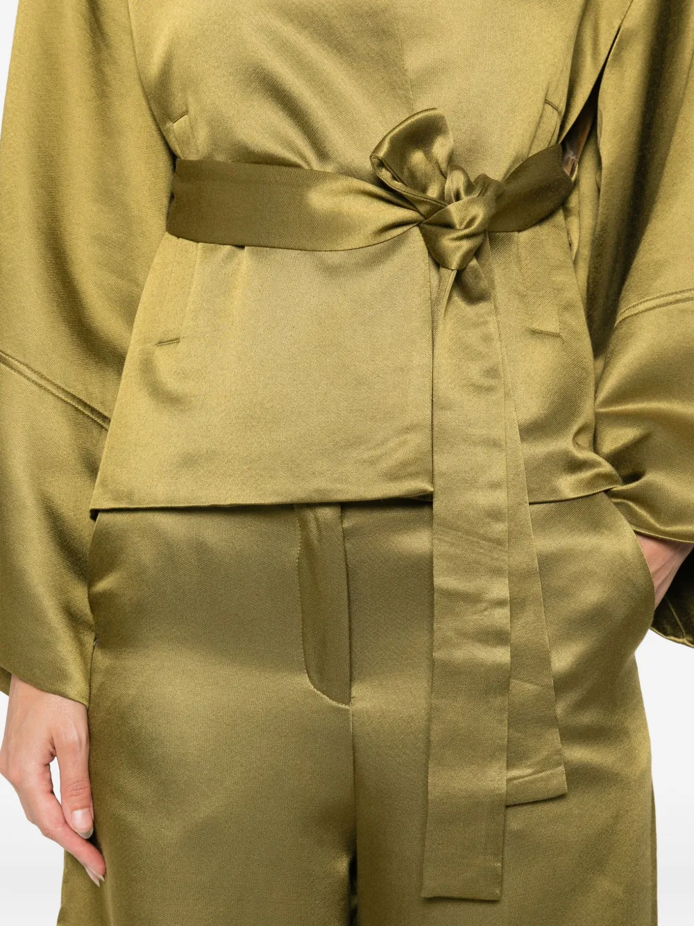 PSOPHIA Heritage jack met gestrikte taille Groen