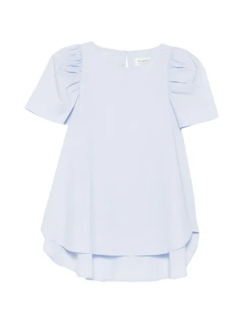 PSOPHIA gathered-shoulder curved-hem blouse