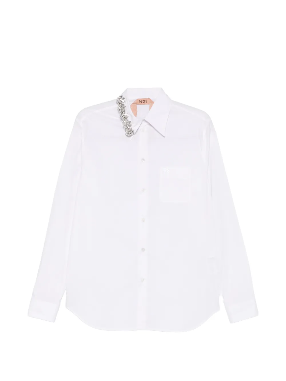 Nº21 Hemd mit verziertem Kragen - Weiß