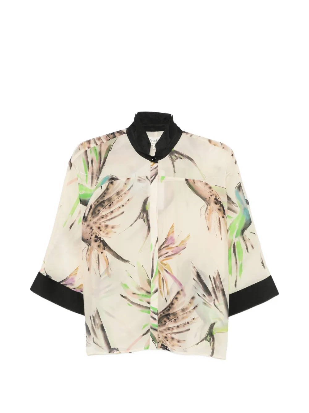 PSOPHIA bird-print wide-sleeve shirt - Nude