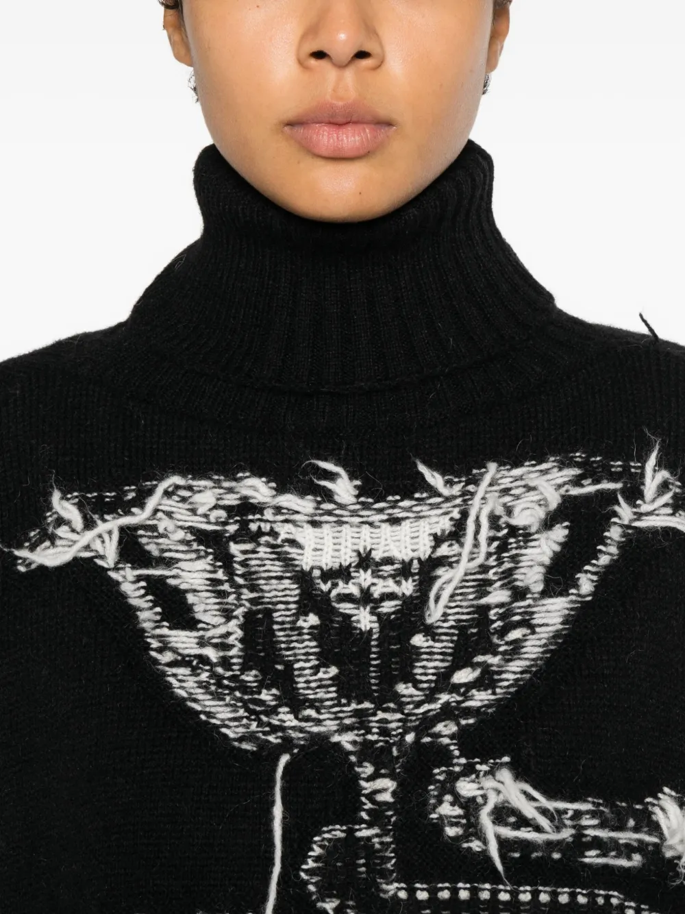 Circus Hotel Patterned Roll-neck Sweater In Black