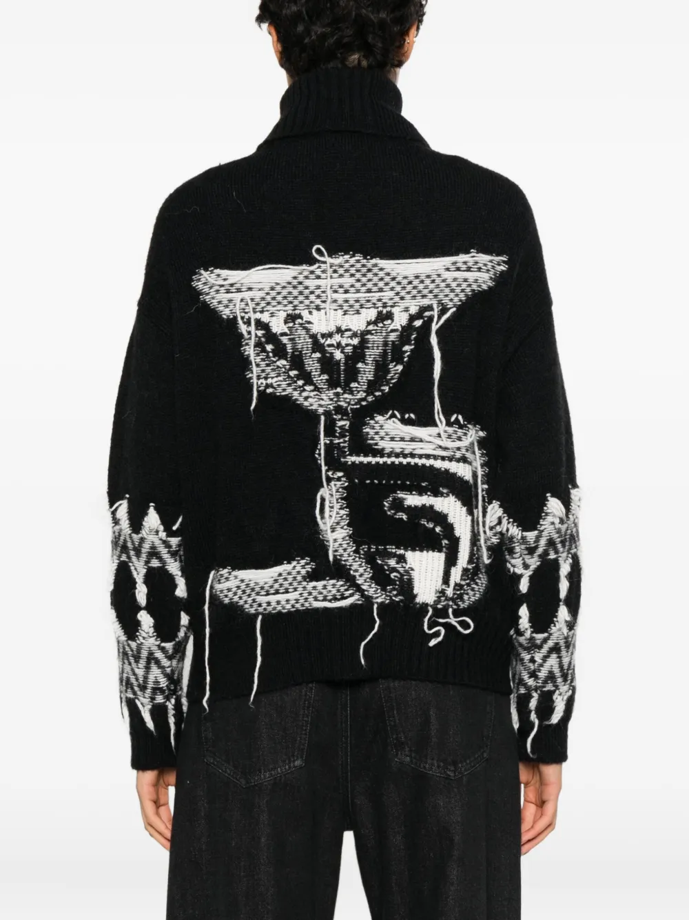 Circus Hotel Patterned Roll-neck Sweater In Black