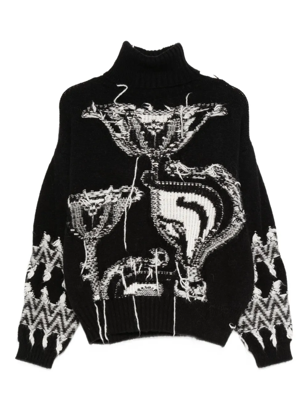 Circus Hotel Patterned Roll-neck Sweater In Black