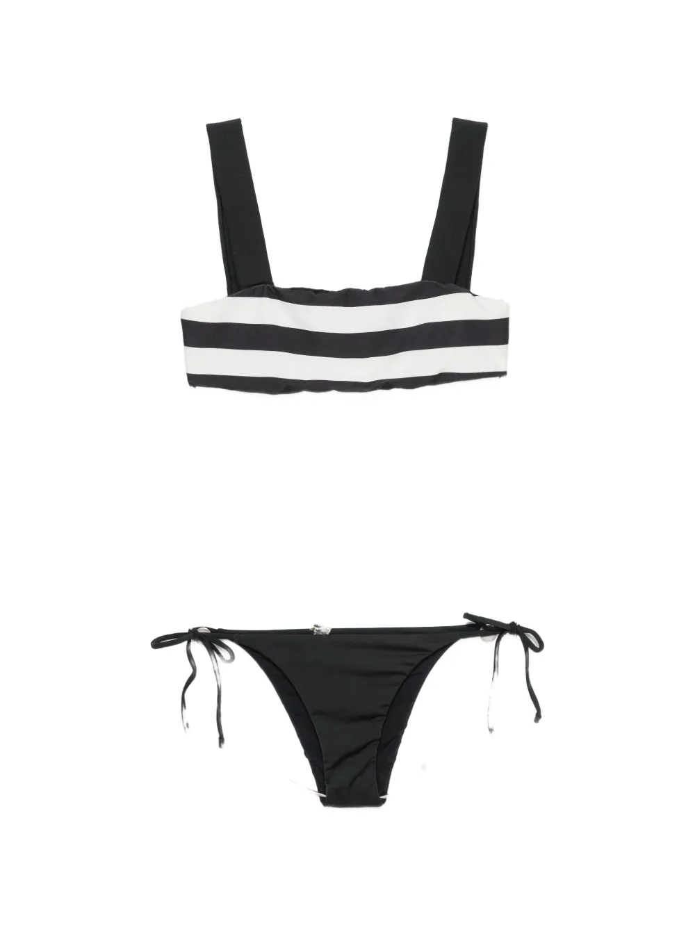 Osklen striped side-tie bikini - Nero
