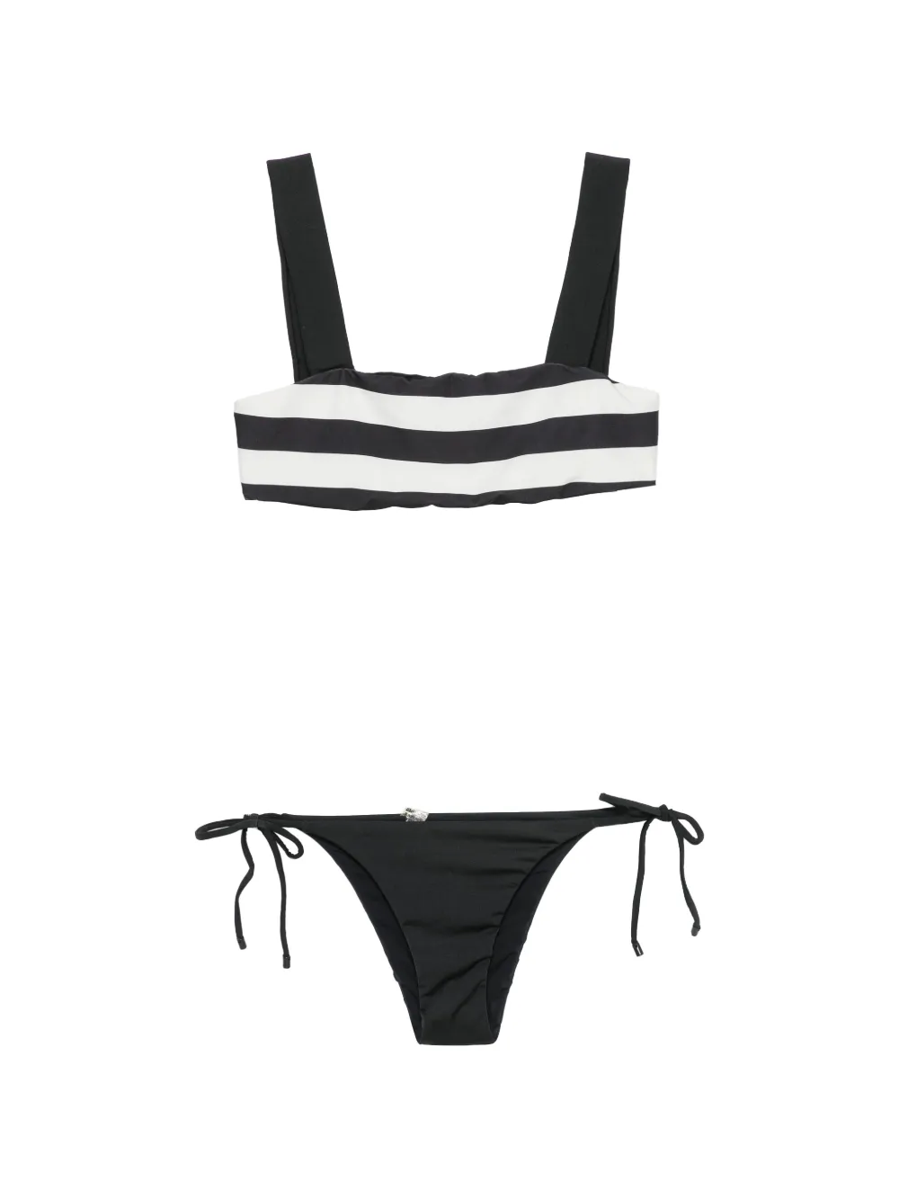 Osklen striped side-tie bikini - Nero