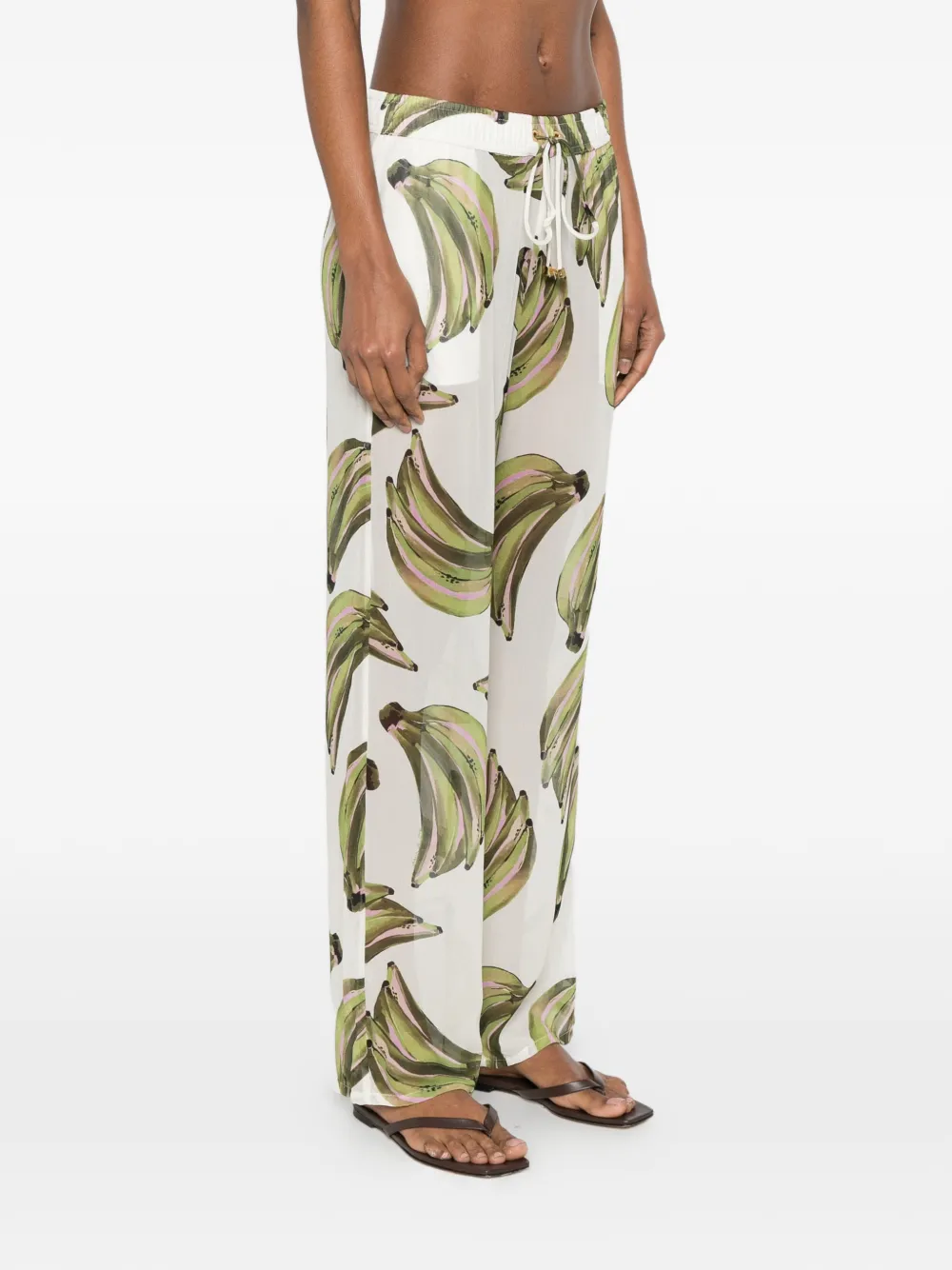 Água De Coco Banana-print Drawstring Trousers In Multi