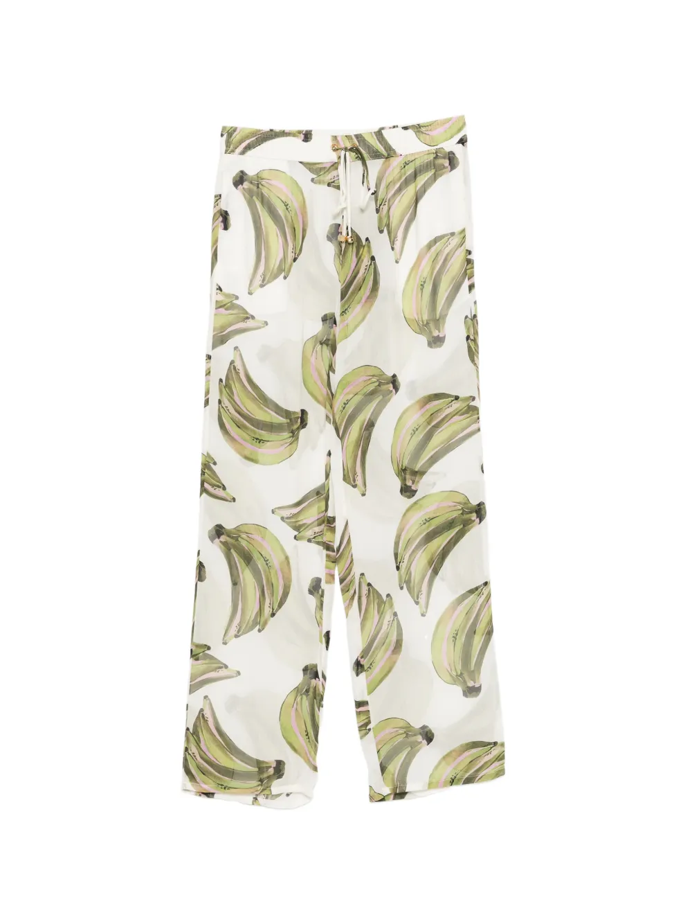 Água de Coco banana-print drawstring trousers - Weiß