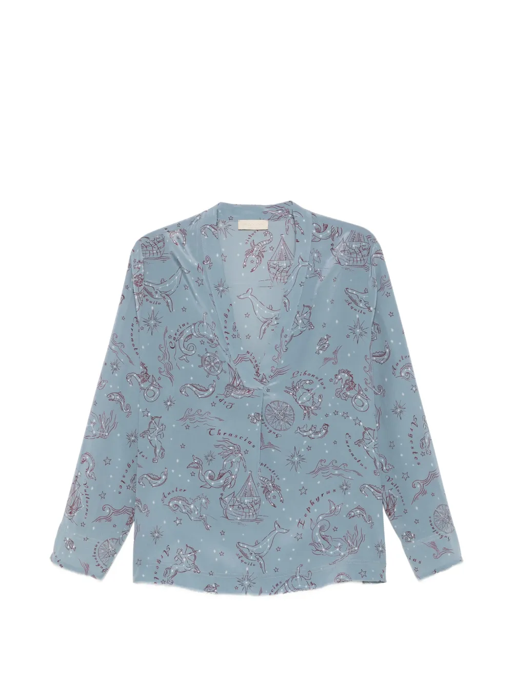 Momoní Astrological-print V-neck Blouse In Gray