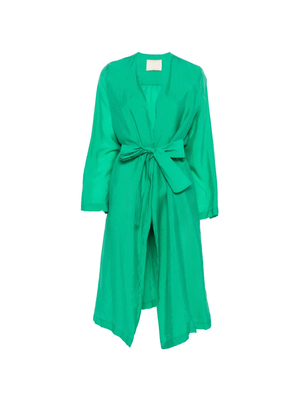 MOMONÌ Serena belted herringbone-texture coat - Verde